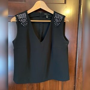 MANGO Black Detailed Shoulder Sleeveless Blouse